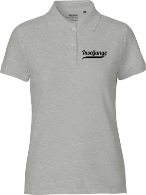 Produktbild von Huuraa Damen Polo Shirt Inseljunge Schriftzug XXL Sport Grey Bio Baumwolle Fairtrade Poloshirt Geschenkidee