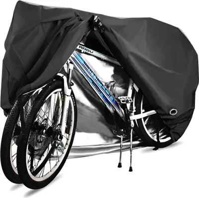 Produktbild von Fahrradabdeckung für 2 fahrräder wasserdichte 210D Oxford-Gewebe Atmungsaktives Draussen Fahrrad Schutzhülle mit Schlossösen Schutz, für Mountainbike und Rennrad 29 Zoll (Silber)