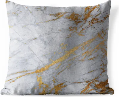 Produktbild von MuchoWow® Outdoor Kissen - Marmor - Grau - Gold - 60x60 cm - Wetterfest - Lounge Kissen - Dekoration - Schlaf Kissen