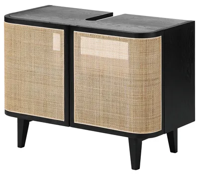Produktbild von home24 Waschbeckenunterschrank - Rattan / Eiche teilmassiv