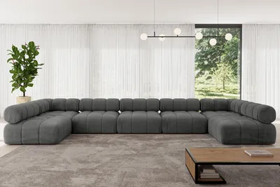 Produktbild von ALTDECOR Modulares Sofa Ecksofa in U-Form - Garvo-U3 - 475x190x70 cm Dunkelgrau Corner modular Sofa Eckcouch Couch Wohnlandschaft Cauchsofa Polstersofa