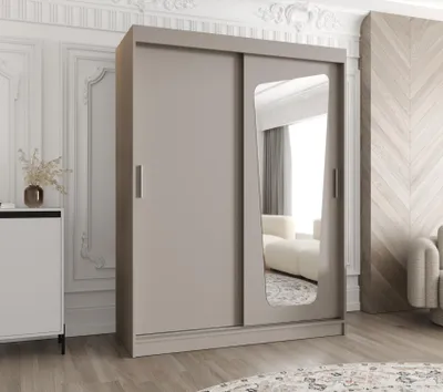 Obrázek produktu pro Šatní skříň 150 cm ZAMIRA se zrcadlem - kašmírová