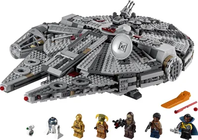 Produktbild von LEGO Star Wars Millennium Falcon Bauspielzeug für Kinder, Jungen & Mädchen, Modellraumschiff-Set mit 7 Figuren inkl. Finn und Chewbacca, C-3PO und R2-D2, The Rise of Skywalker Geschenke 75257