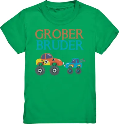 Produktbild von Monstertruck Großer Bruder T-Shirt – Kelly Green / 98/104 (3-4)