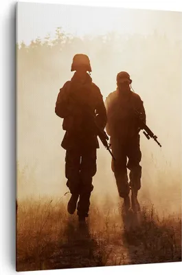 Produktbild von Bild auf Leinwand - Leinwandbild - Einteilig - Soldat Gewehr - 70x100cm - Wand Bild - Wanddeko - Wandbilder - Leinwanddruck - Kunstdruck - Wanddekoration - Leinwand bilder - Wandbild - PA70x100-4043
