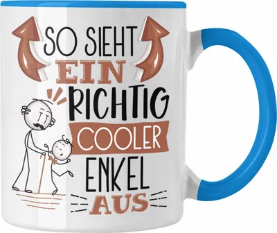 Produktbild von Trendation - Enkel Tasse Geschenk So Sieht Ein RIchtig Cooler Enkel Aus Geschenkidee Lustiger Spruch Geburtstag Becher Kaffeetasse (Blau)
