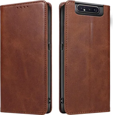 Produktbild von Handyhülle für Samsung Galaxy A80 Kunstleder Flip Cover Hülle Handytasche Case Kartenfach Farbe: Dunkelbraun