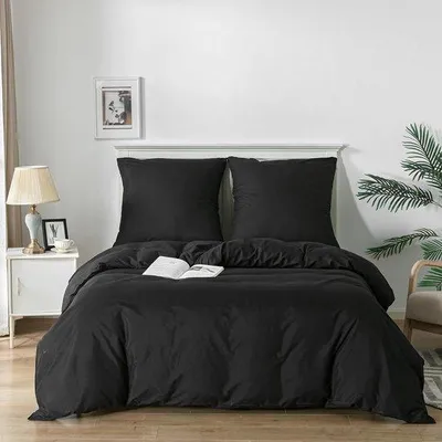 Productafbeelding van Famanu beddengoedset, 135 x 200 cm, microvezel, zwart, met rits