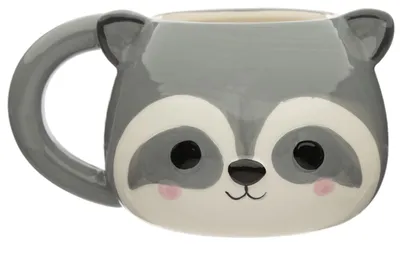 Waschbär-Kopf-Becher aus Keramik, 600 ml, bunt
