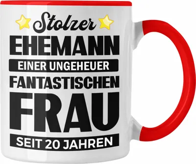 Produktbild von Trendation - Tasse 20 Jahre Verheiratet Geschenk Ehemann Lustiger Spruch 20. Hochzeitstag (Rot)