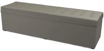 Produktbild von MG Design Polsterhocker Grau 45x160 cm - Stauraum 190L, bis 300 kg, samtig-weich mit Schimmer, pflegeleicht, für Wohnzimmer & Flur