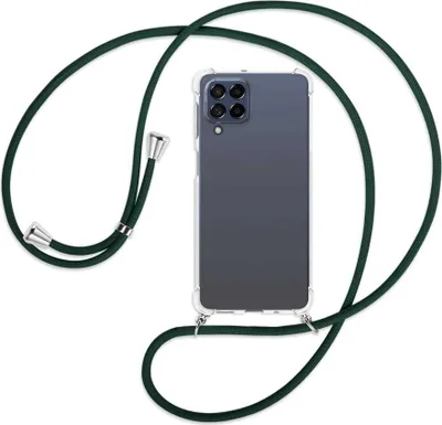 Produktbild von Handykette Backcover-Schutzhülle mit Band (Metall silberfarben) für Samsung Galaxy M53 5G - dunkelgrün