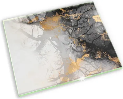 Produktbild von Glasplatte für Grabkerzen Gummifüße Glas Motiv - 60x52 cm - Abstraktion mit Gold