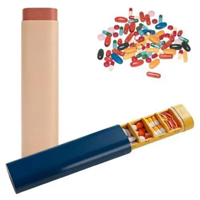 Produktbild von 2x Tablettenbox 7 Tage Pillendose Klein Tragbar Blau Rosa