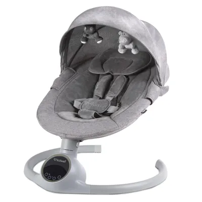 Produktbild von Kidwell REVE Elektrische Babywippe & Babyschaukel – Schaukel mit App-Steuerung, Bluetooth, Timer, Spielbogen & Moskitonetz (Gray/Silver)