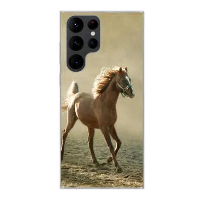Produktbild von MuchoWow® Handyhülle Schutzhülle Hülle für Samsung Galaxy S22 Ultra Pferd - Sand - Nebel Silikon Softcase Handy Hülle - Abbildung