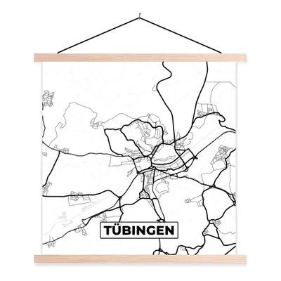 Produktbild von MuchoWow® Textilposter Karte - Tübingen - Stadtplan 120x120 cm mit holzfarbenen Rahmen - Textil-Poster