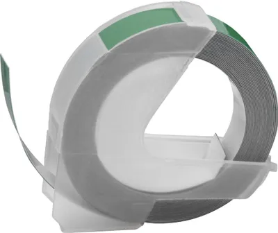 Produktbild von vhbw 3D Prägeband-Schriftband-Kassette kompatibel mit Dymo 1855, 1880, 18577, 20008CP, 1745, 1755, 1765, 1805 Etiketten-Drucker 3m x 9mm Weiß auf Grün