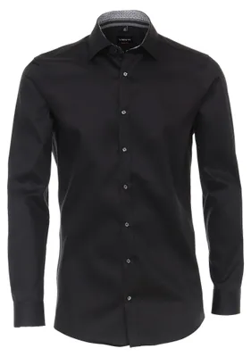 Produktbild von Venti - Body Fit - Herren Langarm Hemd (103522600), Größe:42, Farbe:Schwarz (800)