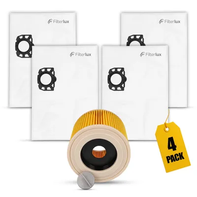 Produktbild von Staubsaugerbeutel Ersatz für Kärcher WD3 Beutel WD2 | KFI 357 | 4 + Filter