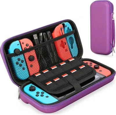Productafbeelding van Xerolax Case Geschikt Voor Nintendo Switch - Hoes - Beschermhoes - Waterafstotend - Accessoires - Paars