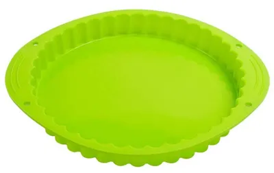 Productafbeelding van Siliconen taartvorm, 24 cm, groen. Geschikt voor taarten, quiches en ander gebak. Ronde vorm