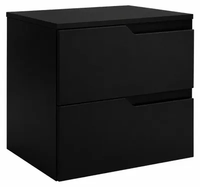 Immagine prodotto di Mobile bagno sospeso, 60 cm, con cassetti, struttura nera e piano nero, dimensioni 60 x 46 x 58,6 cm, Immagine generata dall'IA