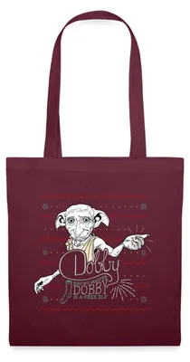 Produktbild von Spreadshirt Harry Potter X-Mas Dobby Weihnachtself Stoffbeutel, One size, Burgunderrot