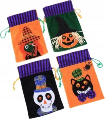 Zdjęcie produktu dla Torebki na cukierki z motywami Halloween - zestaw 4 sztuk