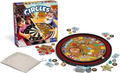 Produktbild von HUCH! | CIRCLES | Alles dreht sich im Kreis! | tolles Familienspiel | zwei Spiele in einem | Geschicklichkeit ist gefragt: Zielt genau! | cooler Mechanismus | Für 2-5 Spieler ab 7 Jahren