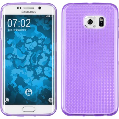 Produktbild von PhoneNatic Case kompatibel mit Samsung Galaxy S6 Edge - lila Silikon Hülle Iced + flexible Folie