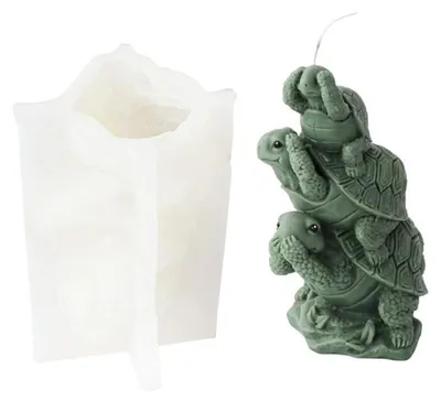 Image de Moule en silicone 3D en forme de tortue, idéal pour la fabrication artisanale, la décoration de gâteaux, la fabrication de savons, de plâtre, de bougies en cire de soja, et de résine époxy