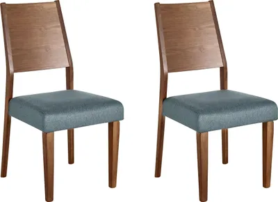 Obrázek produktu pro BELIANI Sada 2 jídelních židlí tmavé dřevo kaučukové čalouněné sedadlo moderní tradiční design