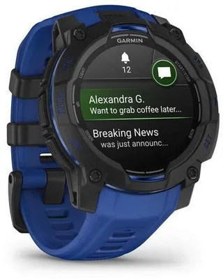 Immagine prodotto di Garmin Instinct® 3 – 45 mm, colore nero con display AMOLED e cinturino in silicone intercambiabile da 22 mm, colore blu
