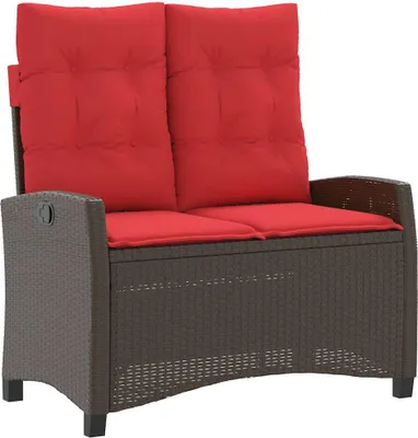 Immagine prodotto di vidaXL Panchina da giardino regolabile con cuscino in Poly Rattan marrone