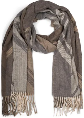 Produktbild von styleBREAKER Damen Web Schal mit Geometrischem Muster und Fransen, warme Winter Stola mehrfarbig 01017150