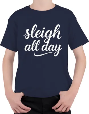 Produktbild von sleigh all day Weihnachten Weihnachtsmann Rentier Advent Christki Uni Kinder T-Shirt, Navy, 104