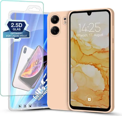 Produktbild von Hülle für Xiaomi Redmi 13C mit 9H Displayglas Displayschutz Plus Case Cover Bumper Silikon Softgrip Schutzhülle Farbe: Rosa