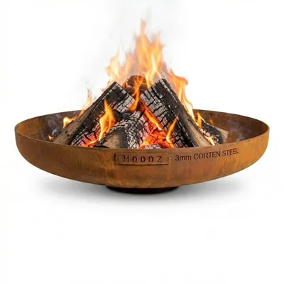 Produktbild von Moodz Feuerschale 100 cm - Feuerschalen für den Garten - Feuerstelle Outdoor & Feuertonne - Feuerschale mit opt. Grillrost aus hochwertigem Cortenstahl - Feuerkorb für den Garten - 100x100x25 cm