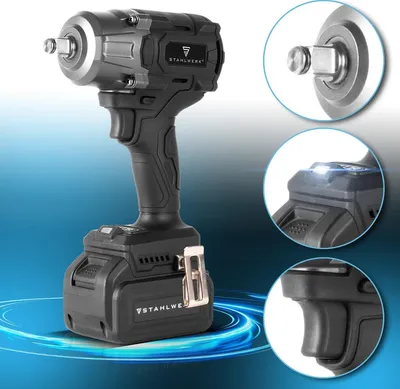 Produktbild von STAHLWERK Akku-Schlagschrauber (ADS-880 ST) – 20 V, 880 Nm, 1/2“ Zoll Aufnahme, 4 Schonnüsse 17-22 mm, löst festgerostete Radmuttern im KFZ