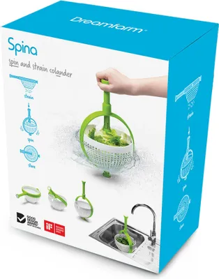 Immagine prodotto di DREAMFARM | Centrifuga per insalata 2-in-1, colore: verde, capacità: 3,4 L
