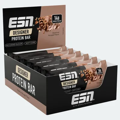 Productafbeelding van ESN Designer Protein Bar Hazelnut Nougat (12 x 45 gr), AI-gegenereerde afbeelding