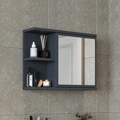 Produktbild von Roomart ADA Badmöbel Spiegelschrank 60 cm breit, Anthrazit