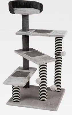 Produktbild von Katzentreppe 3-stufige, 2 in 1 Kratzbaum Hundetreppe mit Sisal-Kratzpfosten, 3 große Plattformen, Plüschball, Sisal-Kratzmatten & Liegebett, Haustiertreppe 93cm hoch stabil, Katzenbaum für Katz