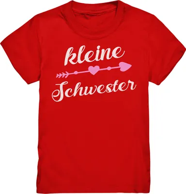 Produktbild von Kleine Schwester T-Shirt Pfeil Herz Kleine Schwester Geschenk – Red / 122/128 (7-8)
