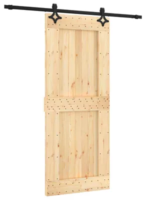 Produktbild von Schiebetür Natürlich und Schwarz 85 x 210 cm Massivkiefer