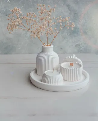Produktbild von Evila Originals, Ers1271, Kerzenset (5-teilig), Weiß, 100% BETON, 18 x 18 cm