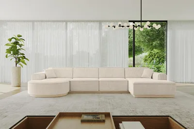 Produktbild von ALTDECOR Ecksofa in U-Form  ARRIO-U2 - 388x171x83 cm Beige -  Corner Sofa Bett Eckcouch Couch L-Form Wohnlandschaft Cauchsofa