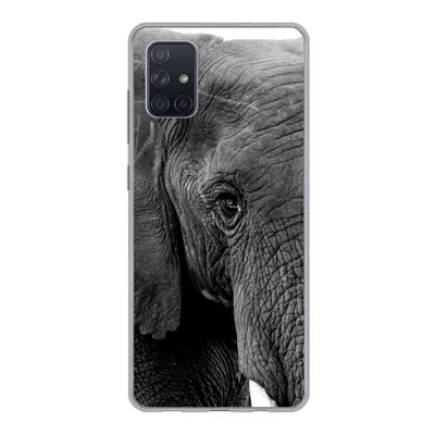 Produktbild von MuchoWow® Handyhülle Schutzhülle Hülle für Samsung Galaxy A71 Elefant - Tiere - Schwarz - Weiß - Natur Silikon Softcase Handy Hülle - Kartenbesitzer