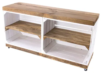 Produktbild von Sitzbank TV Bank Caro weiss mit Palisander Planke und Brettern